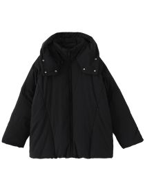 Casual Detachable Hooded 90 White Duck Down Jacket (Option: Black-L)